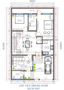 30x50 House Plan | 1500 sq. feet - Exterior Interior Vastu